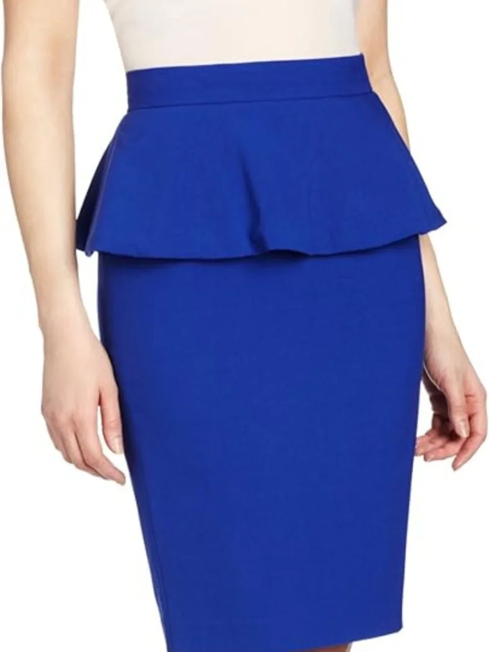 Vince Camuto Cobalt Blue Peplum Midi Pencil Skirt Sz 2‎ Workwear Academia